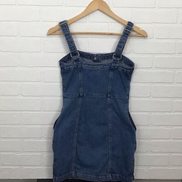 GARAGE denim short dress romper mini dress jeans XS pockets button up sexy - Picture 5 of 14
